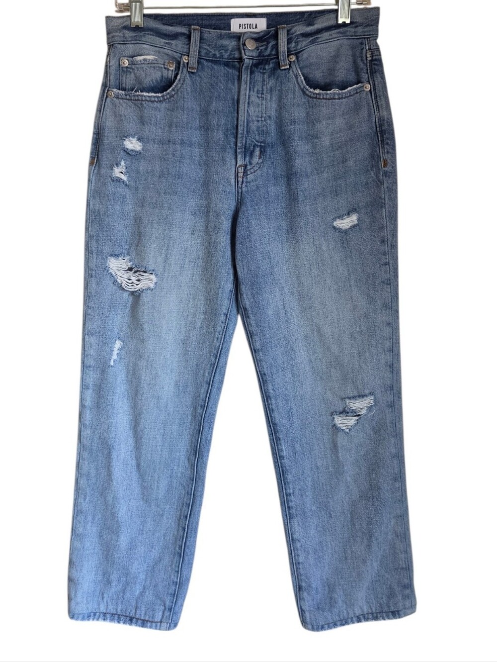 pistola charlie high rise distressed straight jeans size 26